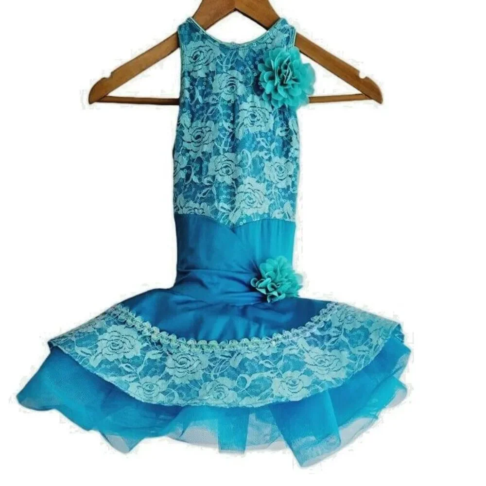 Revolution Dance‎ Costume Competition Recital Ballet Blue Sequin Tutu Dress